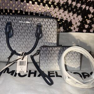 Michael Kors Blue and White MK Tote anBNWT Ambre MK purse and wallet